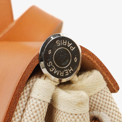 Hermès Herbag PM 30 2-Wege-Tasche aus Vache Hunter Leder und Toile Canvas in Ecru Beige Naturel mit Palladium-Hardware, 2000