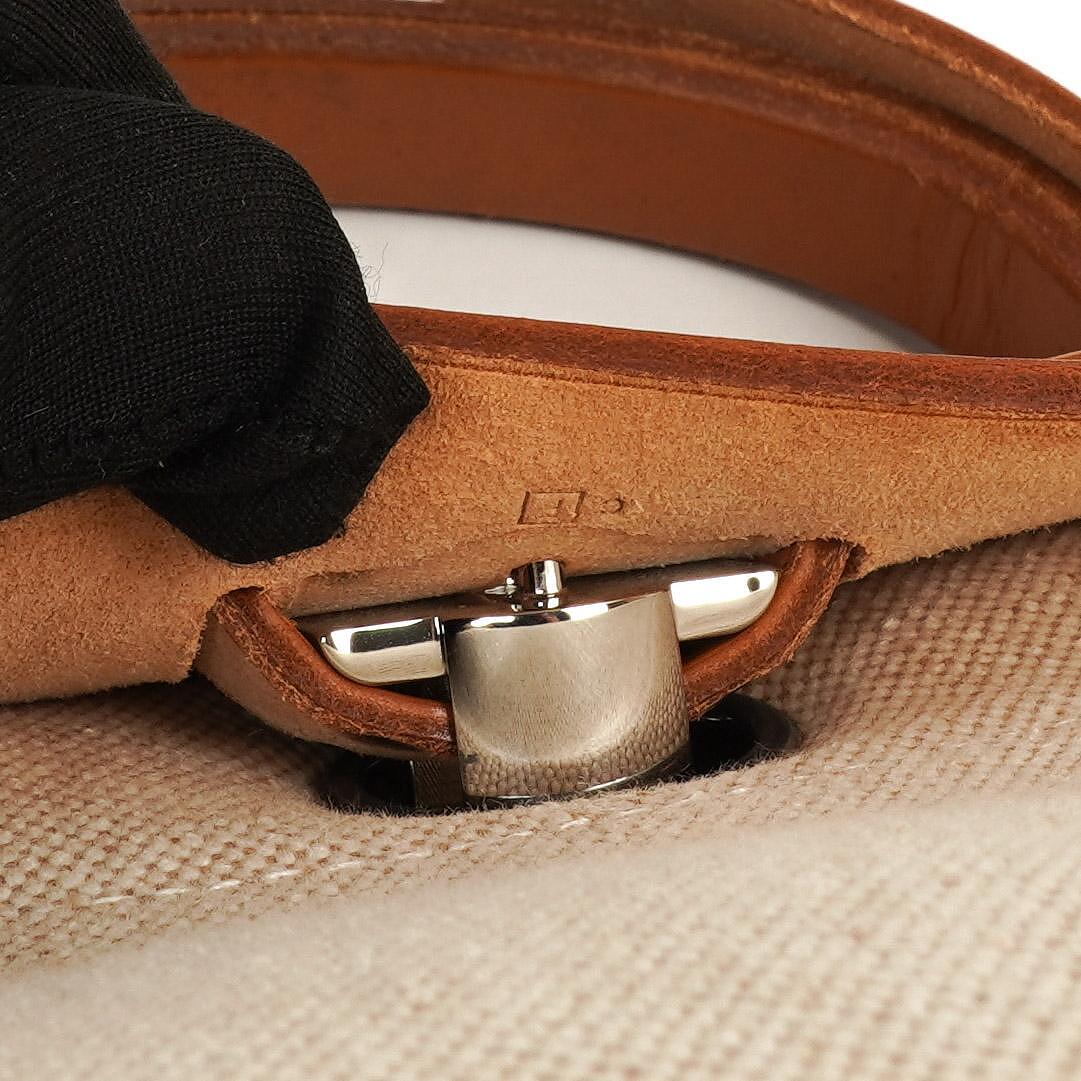 Hermes Herbag PM Vache Hunter Toile Canvas 30 Ecru Beige Naturel 2-Wege-Tasche Palladium-Beschläge, 2002