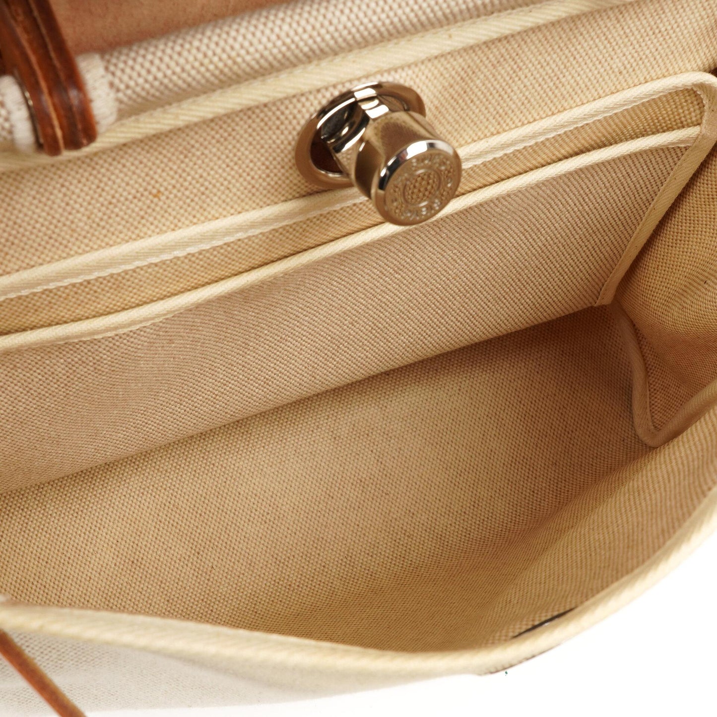 Hermes Herbag PM Vache Hunter Toile Canvas 30 Ecru Beige Naturel 2-Wege-Tasche Palladium-Beschläge, 2002