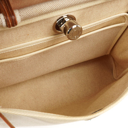 Hermes Herbag PM Vache Hunter Toile Canvas 30 Ecru Beige Naturel 2-Wege-Tasche Palladium-Beschläge, 2002