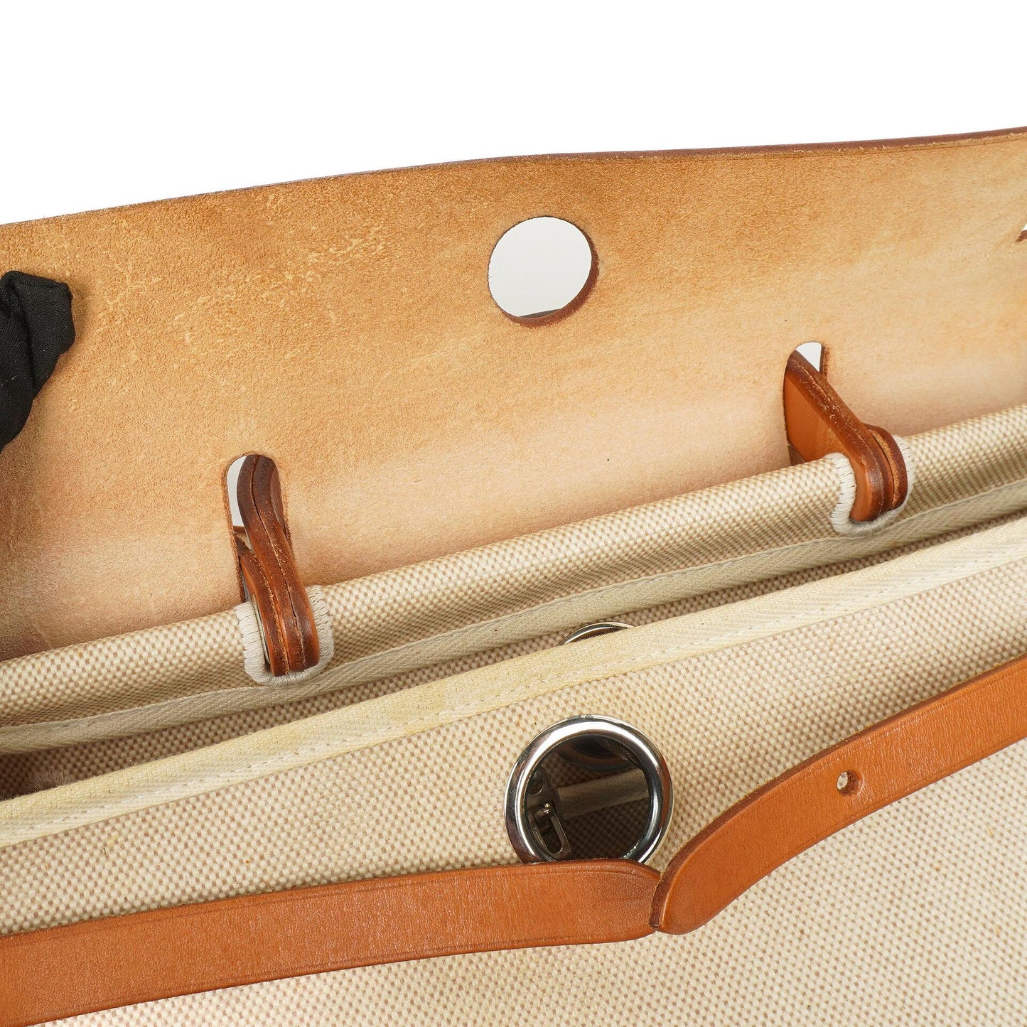 Hermes Herbag PM Vache Hunter Toile Canvas 30 Ecru Beige Naturel 2-Wege Tasche Palladium Beschläge, 2002