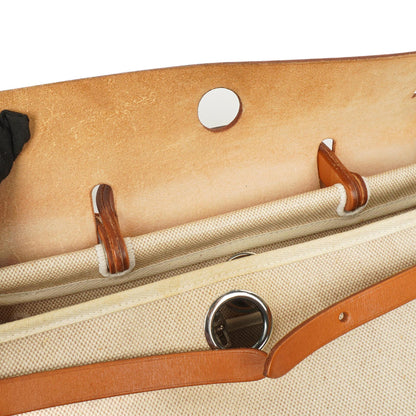 Hermes Herbag PM Vache Hunter Toile Canvas 30 Ecru Beige Naturel 2-Wege Tasche Palladium Beschläge, 2002