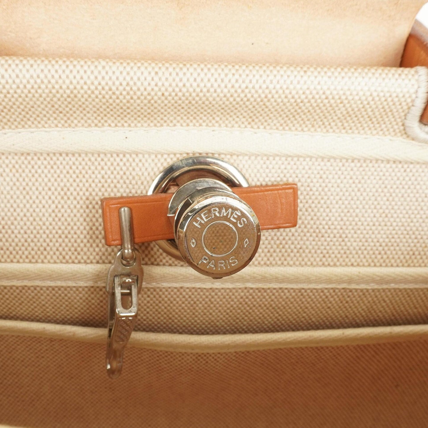 Hermes Herbag PM Vache Hunter Toile Canvas 30 Ecru Beige Naturel 2-Wege Tasche Palladium Beschläge, 2002