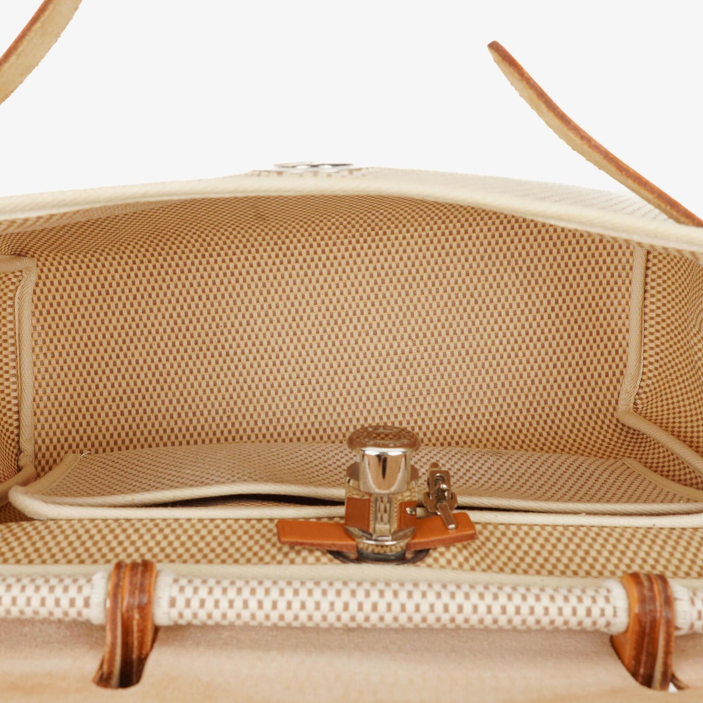 Hermès Herbag PM Vache Hunter Criss Viking 30 2-Wege-Tasche in Ecru Beige Naturel mit Palladium-Hardware