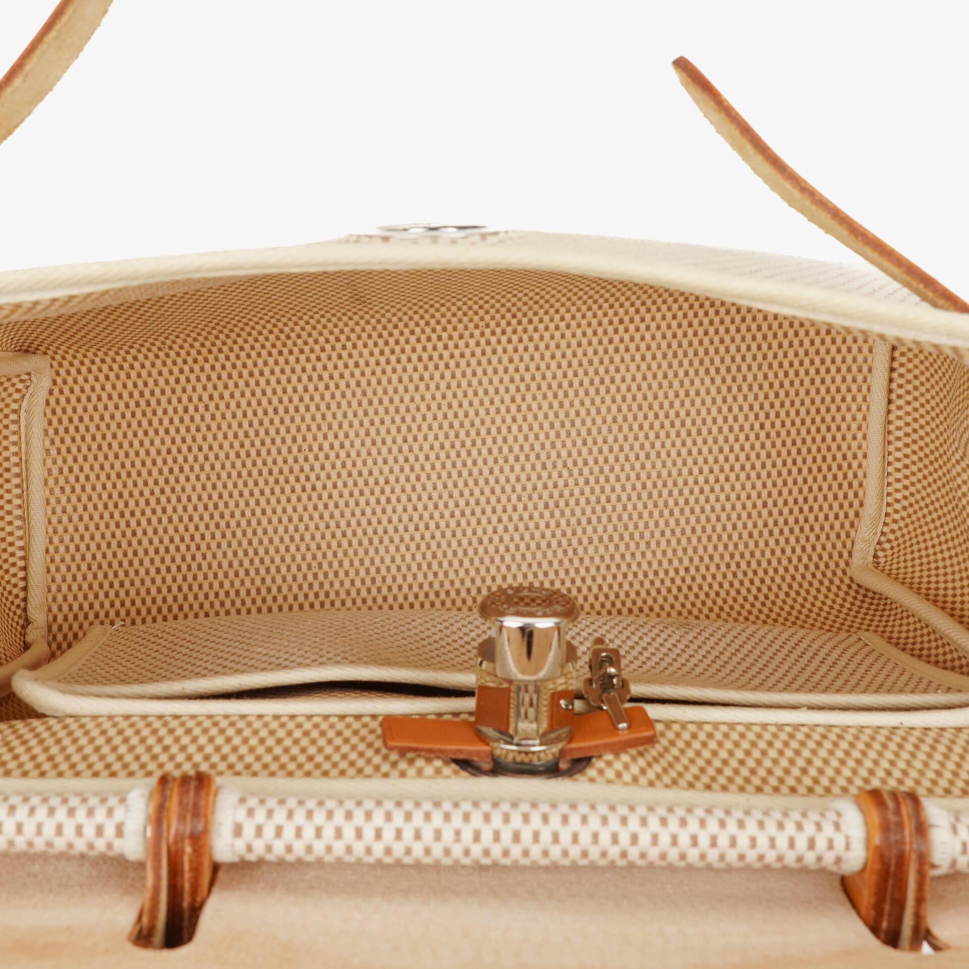 Hermès Herbag PM Vache Hunter Criss Viking 30 2-Wege-Tasche in Ecru Beige Naturel mit Palladium-Hardware