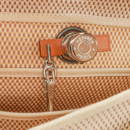 Hermès Herbag PM Vache Hunter Criss Viking 30 2-Wege-Tasche in Ecru Beige Naturel mit Palladium-Hardware