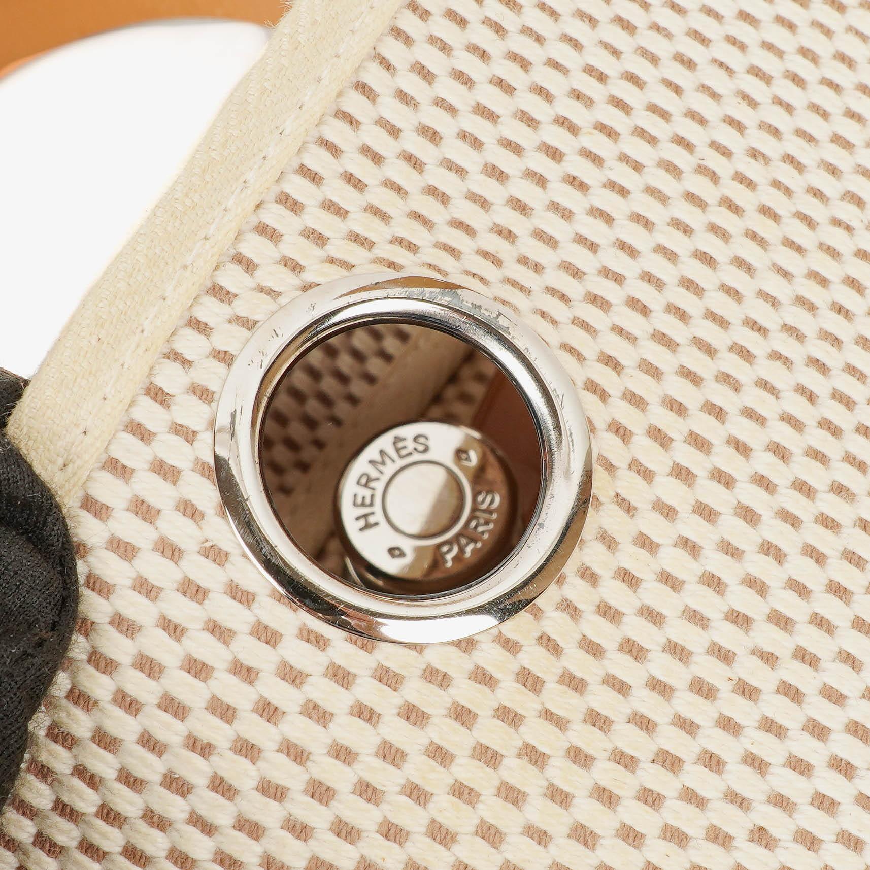 Hermès Herbag PM Vache Hunter Criss Viking 30 2-Wege-Tasche in Ecru Beige Naturel mit Palladium-Hardware