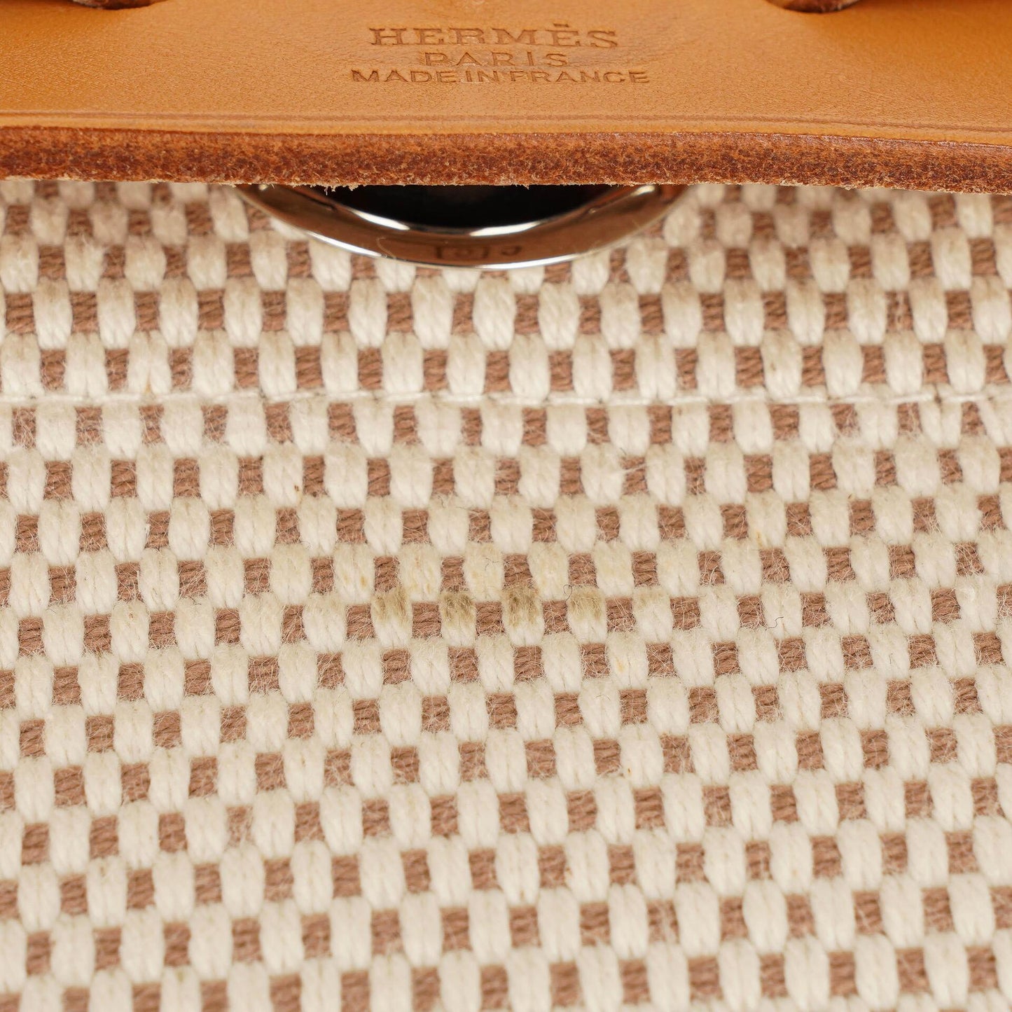Hermès Herbag PM Vache Hunter Criss Viking 30 2-Wege-Tasche in Ecru Beige Naturel mit Palladium-Hardware