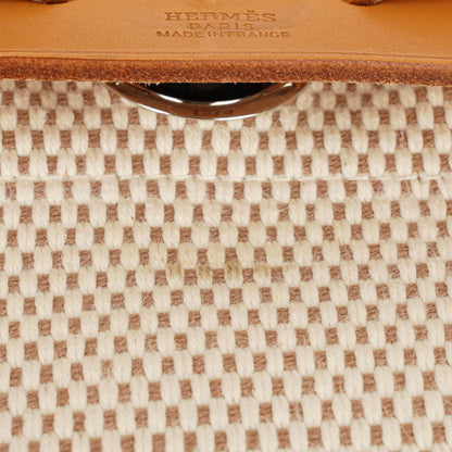 Hermès Herbag PM Vache Hunter Criss Viking 30 2-Wege-Tasche in Ecru Beige Naturel mit Palladium-Hardware