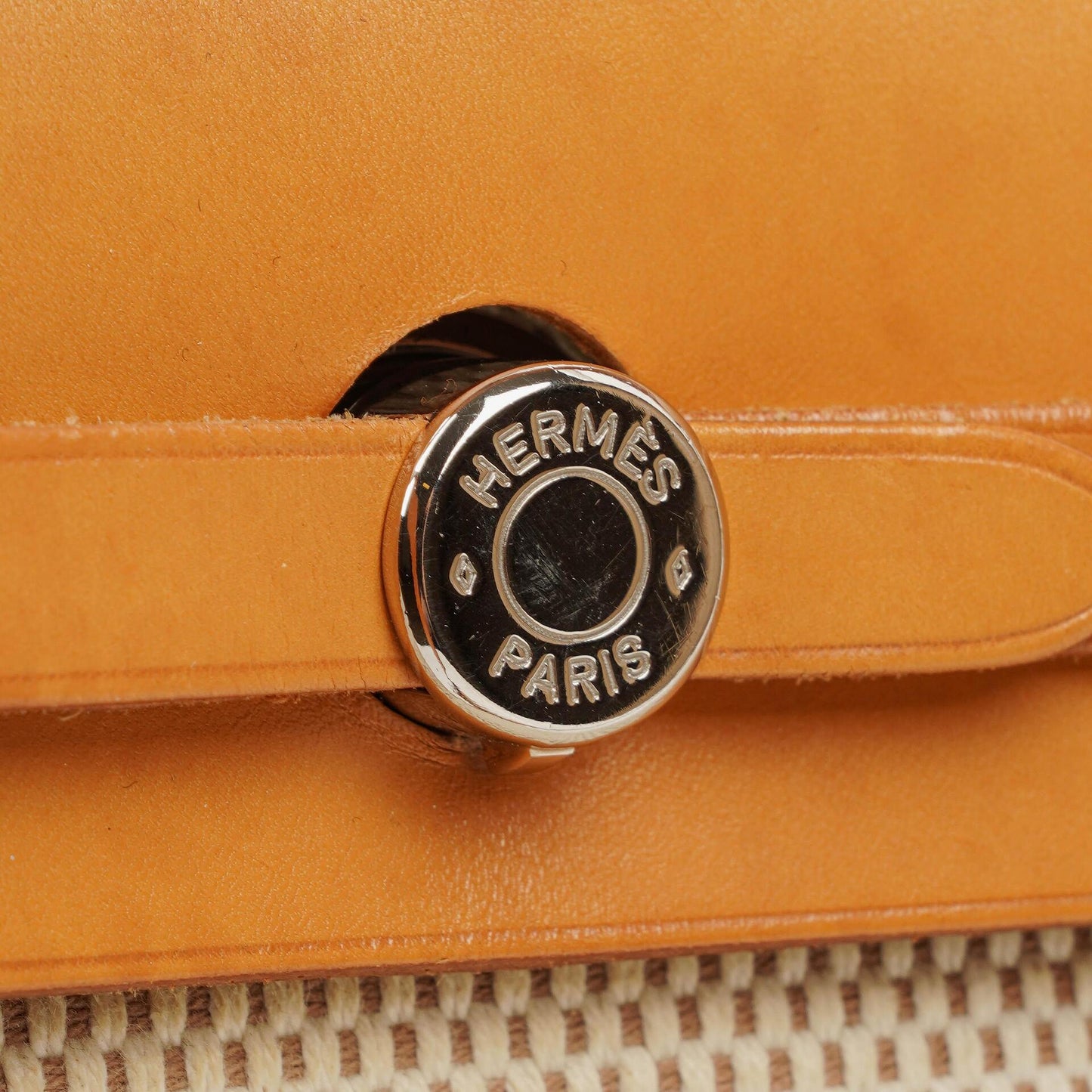 Hermès Herbag PM Vache Hunter Criss Viking 30 2-Wege-Tasche in Ecru Beige Naturel mit Palladium-Hardware