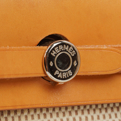 Hermès Herbag PM Vache Hunter Criss Viking 30 2-Wege-Tasche in Ecru Beige Naturel mit Palladium-Hardware