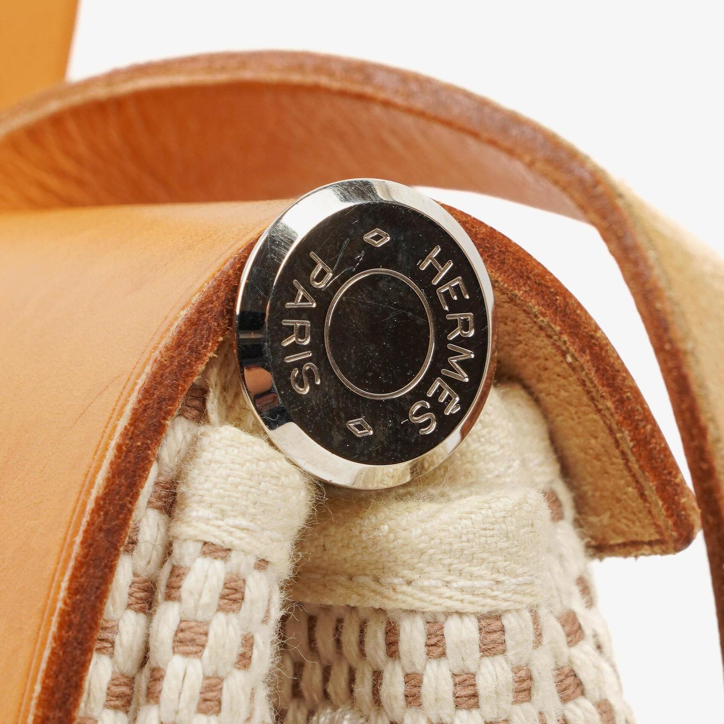 Hermès Herbag PM Vache Hunter Criss Viking 30 2-Wege-Tasche in Ecru Beige Naturel mit Palladium-Hardware
