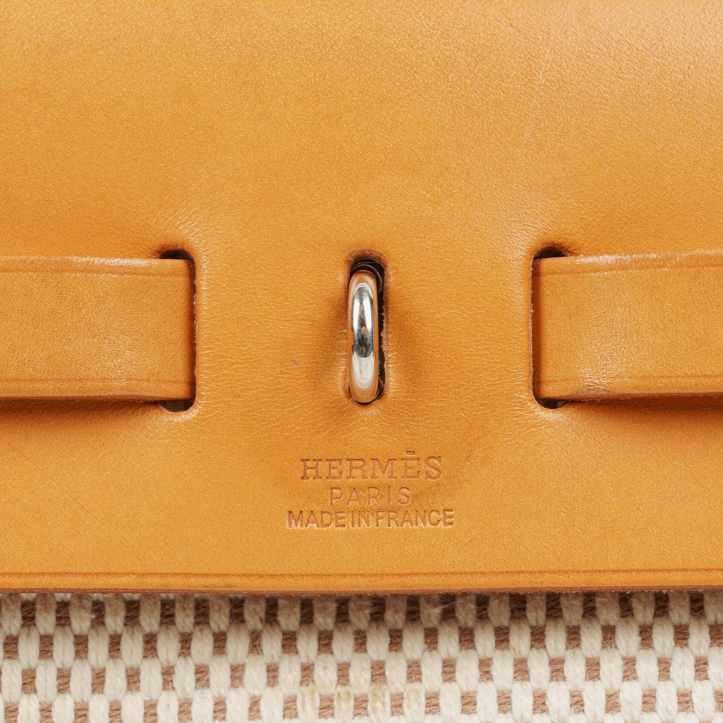 Hermès Herbag PM Vache Hunter Criss Viking 30 2-Wege-Tasche in Ecru Beige Naturel mit Palladium-Hardware