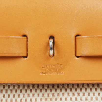 Hermès Herbag PM Vache Hunter Criss Viking 30 2-Wege-Tasche in Ecru Beige Naturel mit Palladium-Hardware