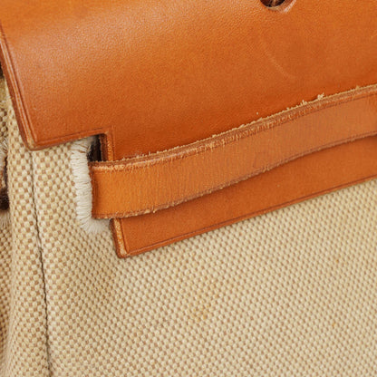Hermès Herbag PM 30 2-Wege-Tasche aus Vache Hunter und Toile Canvas in Ecru Beige Naturel mit Palladium Beschlägen