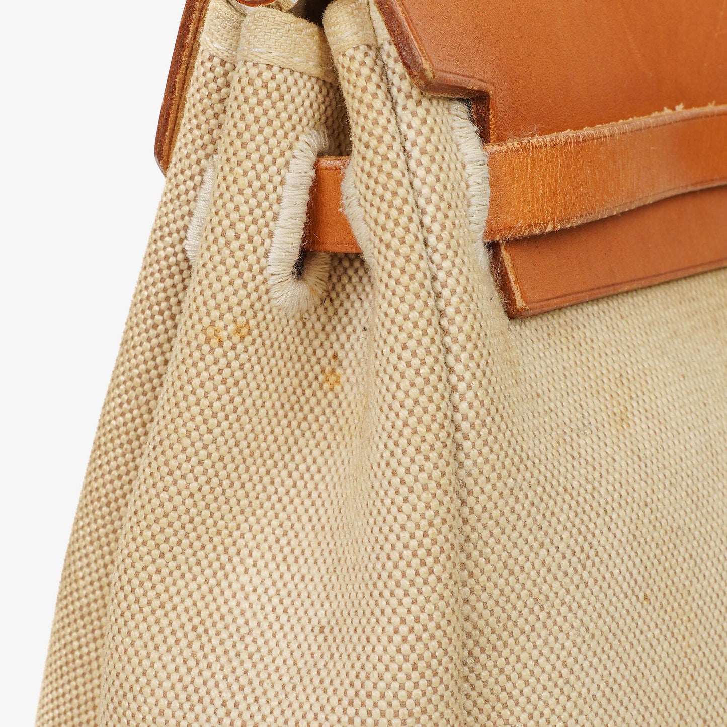 Hermès Herbag PM 30 2-Wege-Tasche aus Vache Hunter und Toile Canvas in Ecru Beige Naturel mit Palladium Beschlägen
