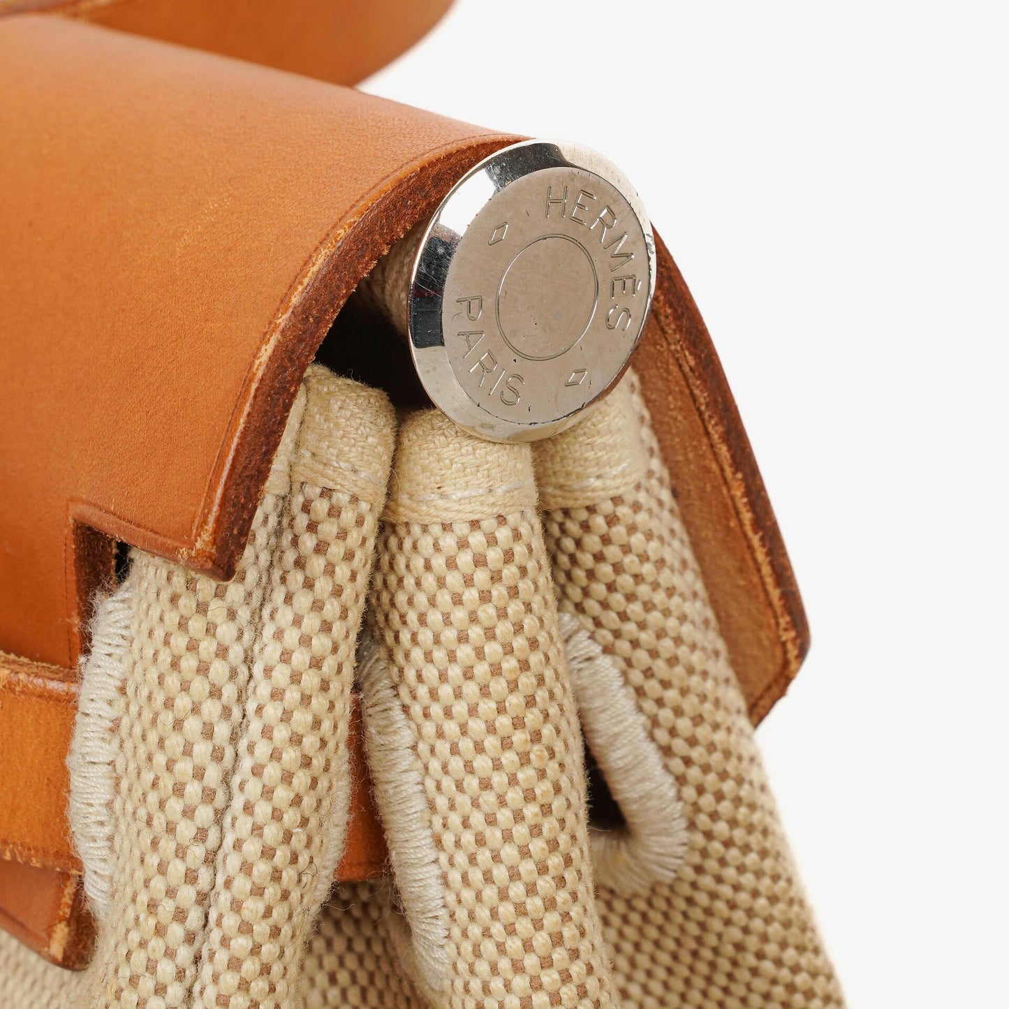 Hermès Herbag PM 30 2-Wege-Tasche aus Vache Hunter und Toile Canvas in Ecru Beige Naturel mit Palladium Beschlägen