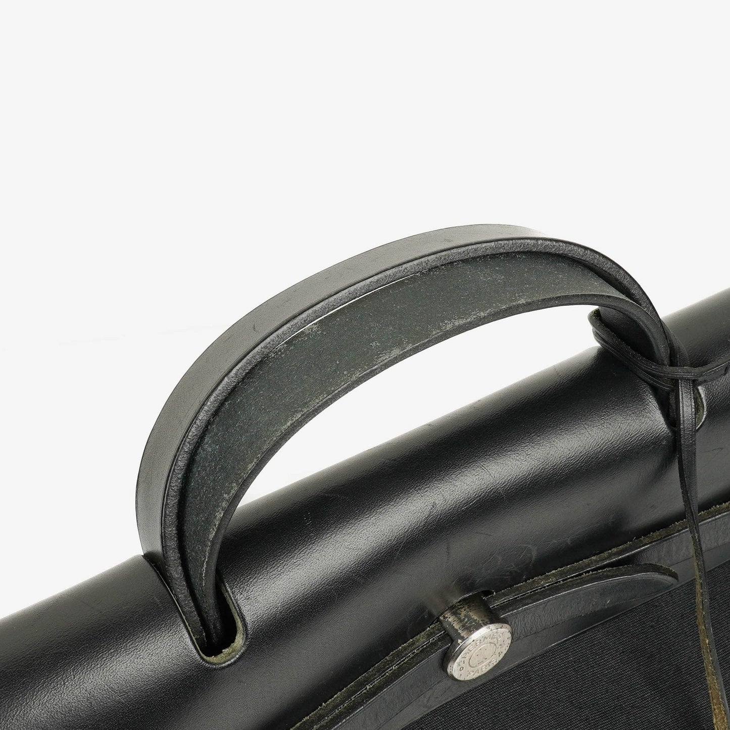 Hermès Herbag MM 2-in-1 Tasche aus Toile Vache Hunter in Schwarz