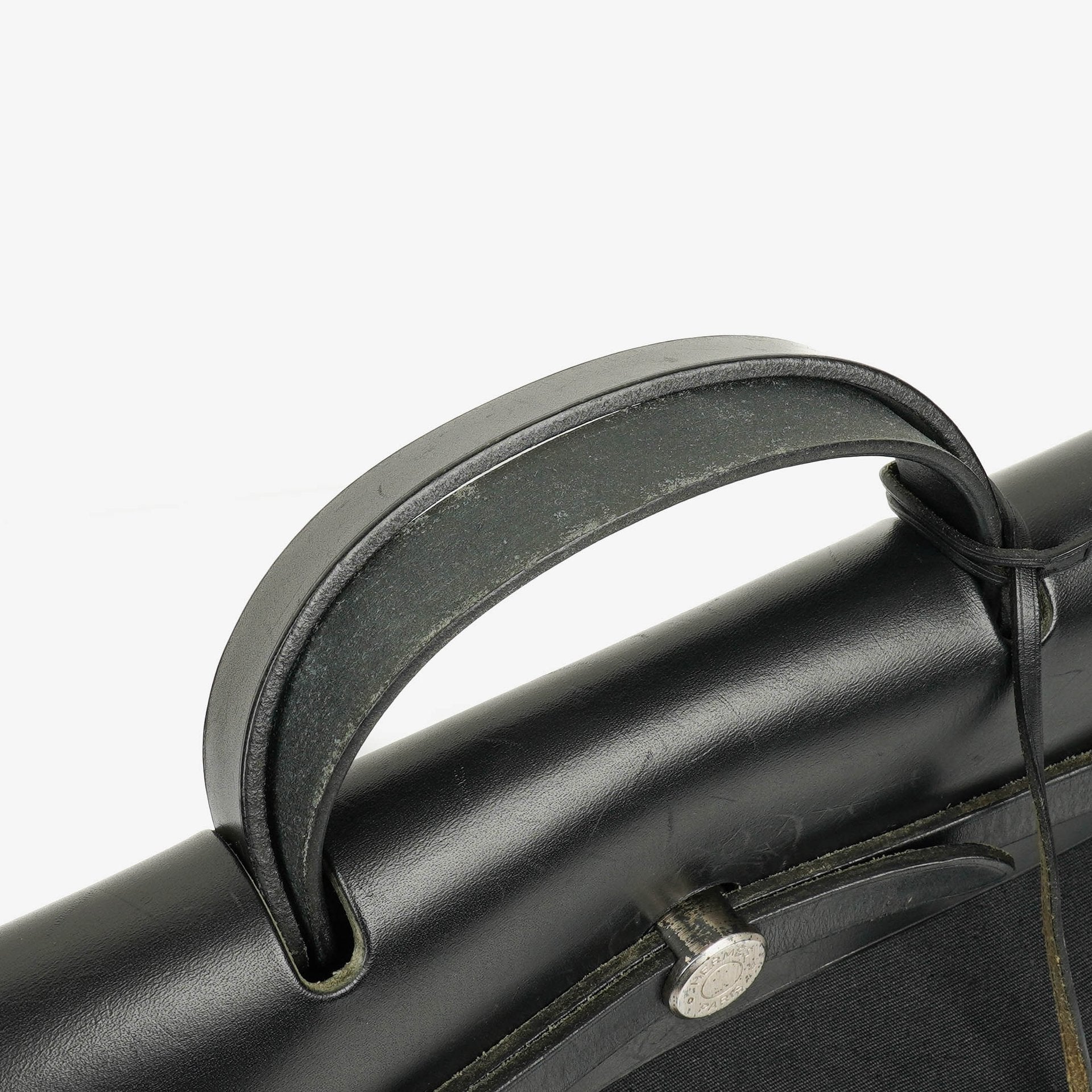 Hermès Herbag MM 2-in-1 Tasche aus Toile Vache Hunter in Schwarz