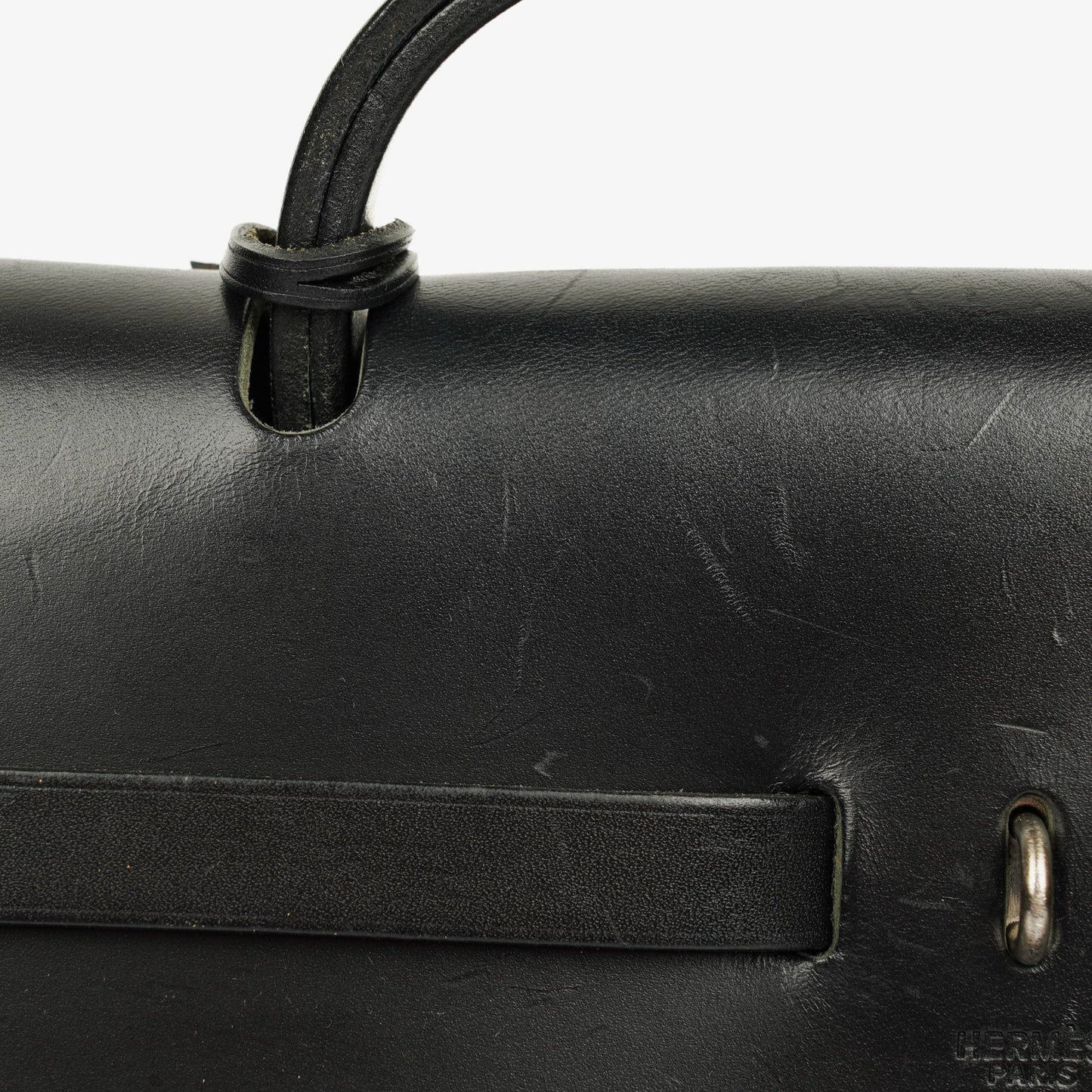 Hermès Herbag MM 2-in-1 Tasche aus Toile Vache Hunter in Schwarz