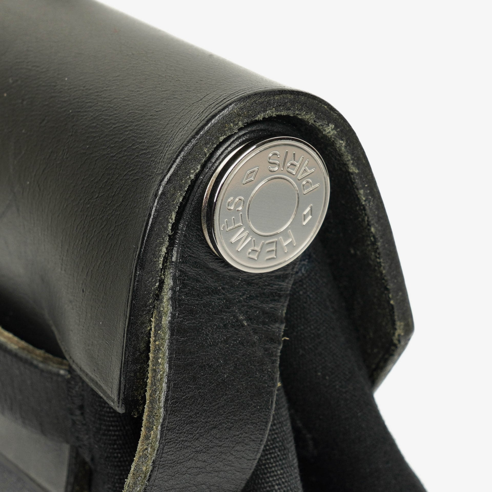 Hermès Herbag MM 2-in-1 Tasche aus Toile Vache Hunter in Schwarz