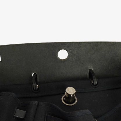 Hermès Herbag MM 2-in-1 Tasche aus Toile Vache Hunter in Schwarz