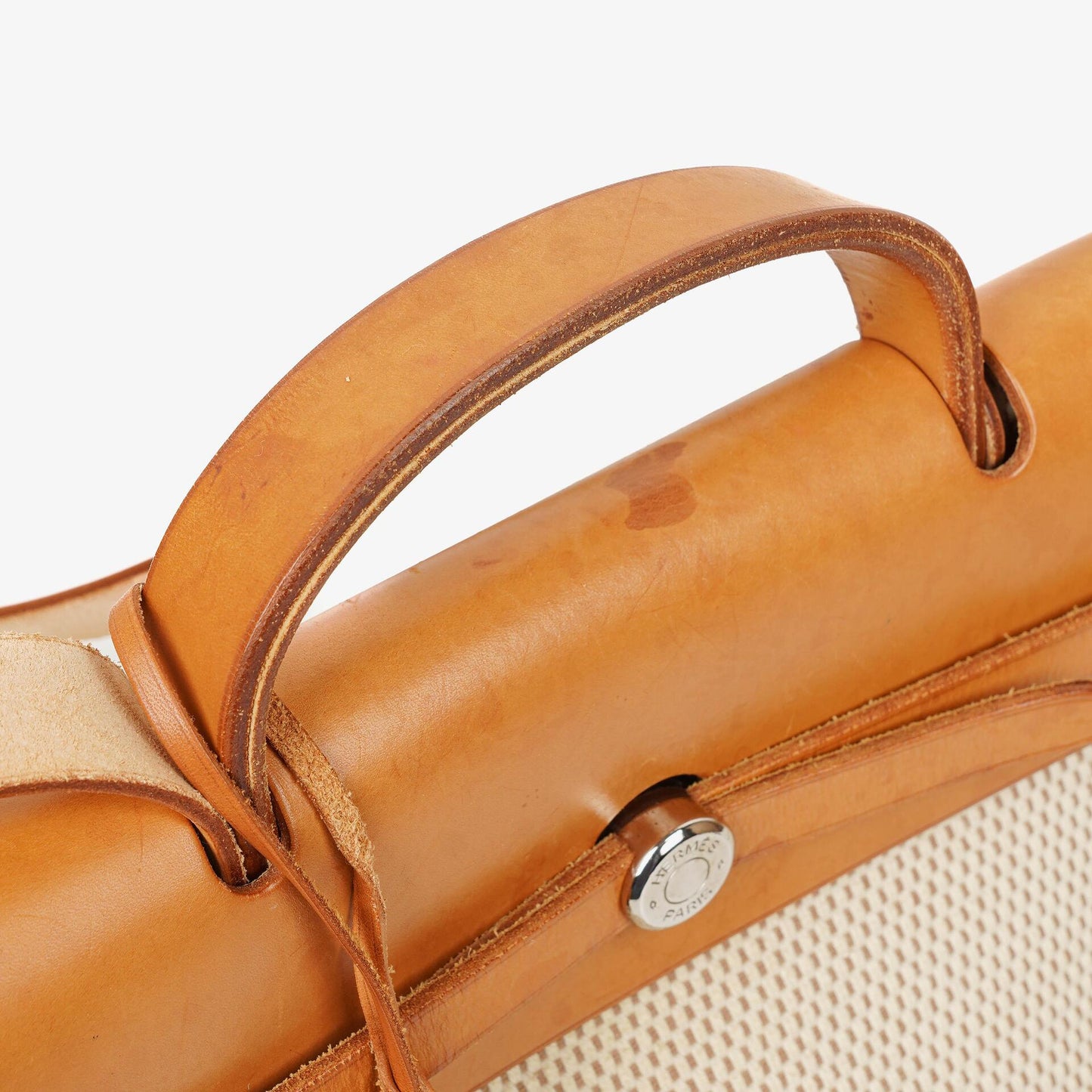 Hermès Herbag MM aus Vache Hunter Criss Viking in Ecru, Beige und Naturel mit Palladium-Hardware, 2003