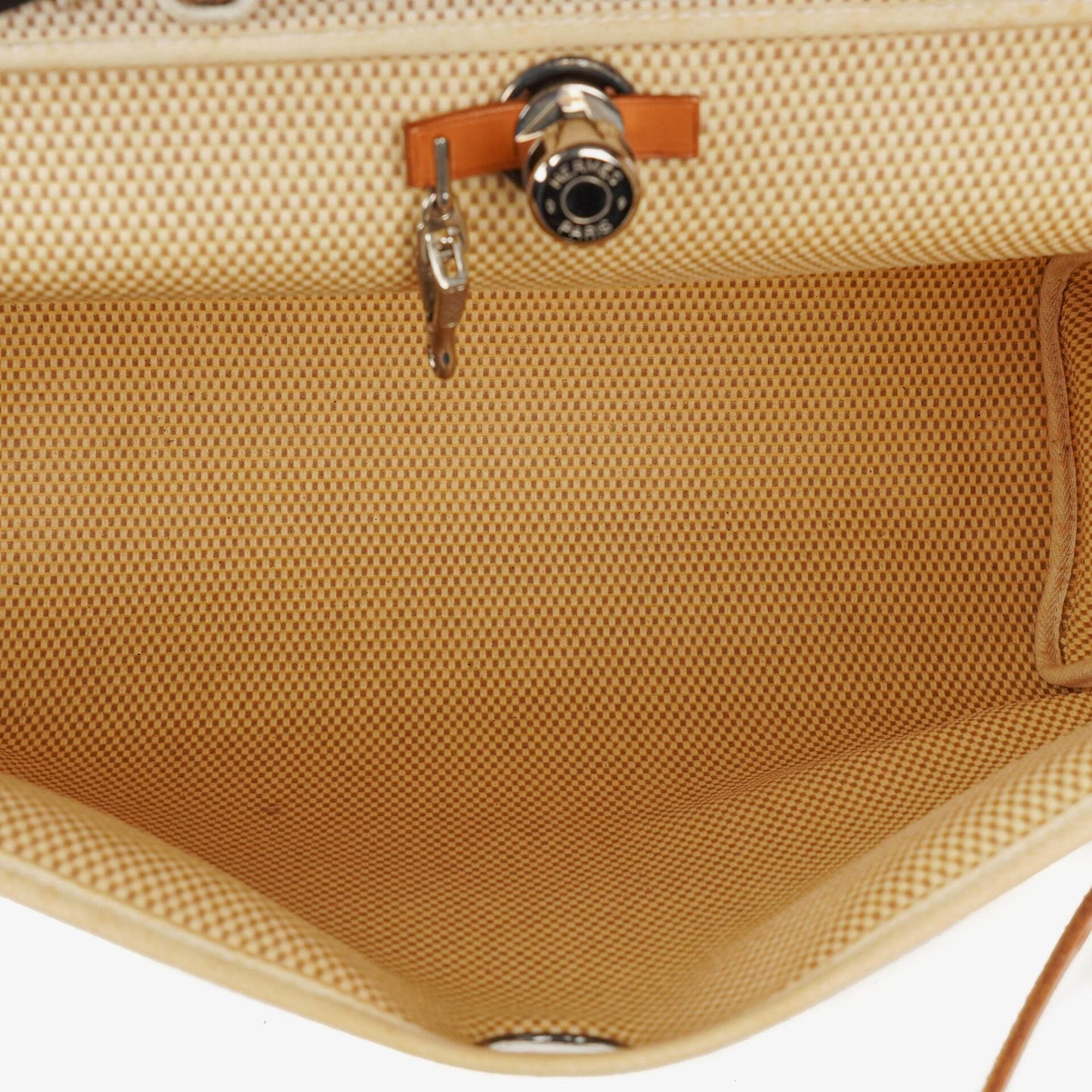 Hermès Herbag MM aus Vache Hunter Criss Viking in Ecru, Beige und Naturel mit Palladium-Hardware, 2003