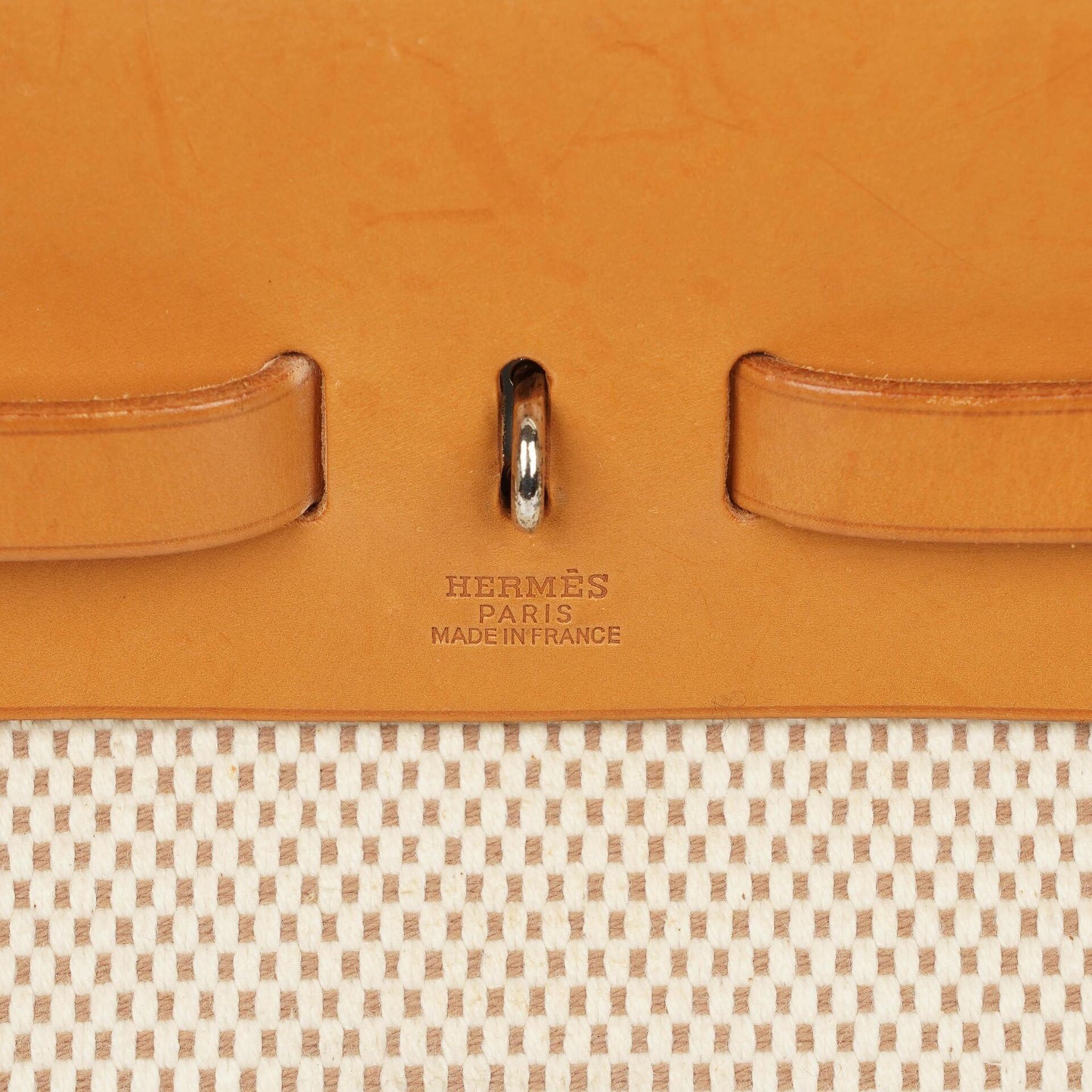 Hermès Herbag MM aus Vache Hunter Criss Viking in Ecru, Beige und Naturel mit Palladium-Hardware, 2003