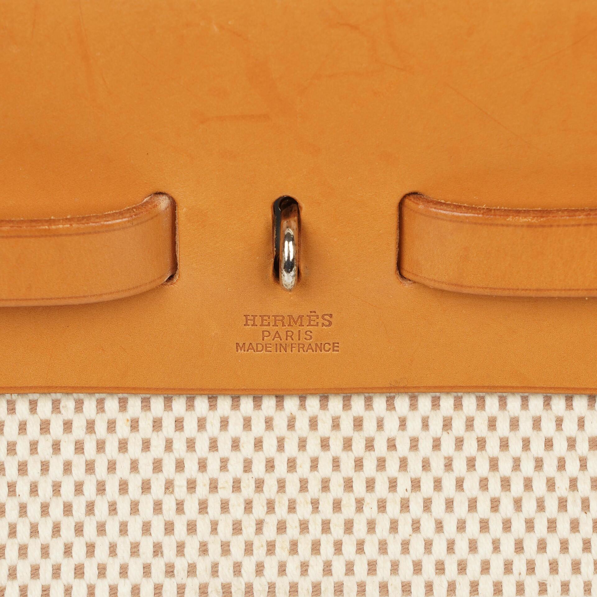 Hermès Herbag MM aus Vache Hunter Criss Viking in Ecru, Beige und Naturel mit Palladium-Hardware, 2003