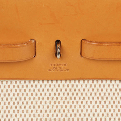 Hermès Herbag MM aus Vache Hunter Criss Viking in Ecru, Beige und Naturel mit Palladium-Hardware, 2003
