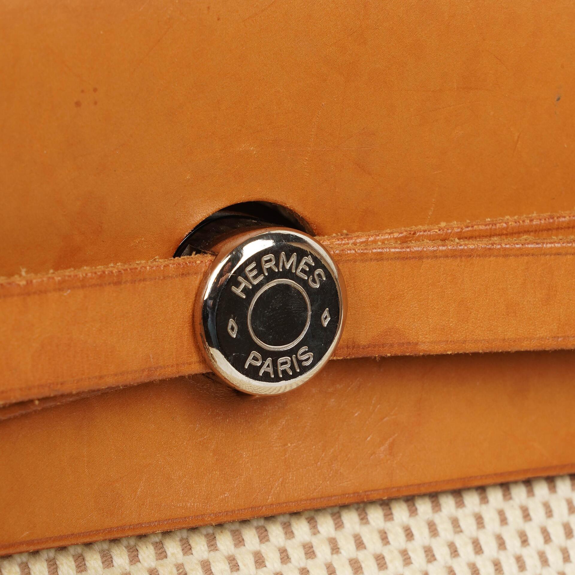 Hermès Herbag MM aus Vache Hunter Criss Viking in Ecru, Beige und Naturel mit Palladium-Hardware, 2003