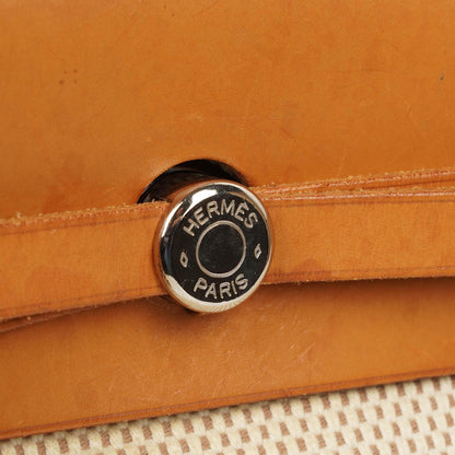 Hermès Herbag MM aus Vache Hunter Criss Viking in Ecru, Beige und Naturel mit Palladium-Hardware, 2003
