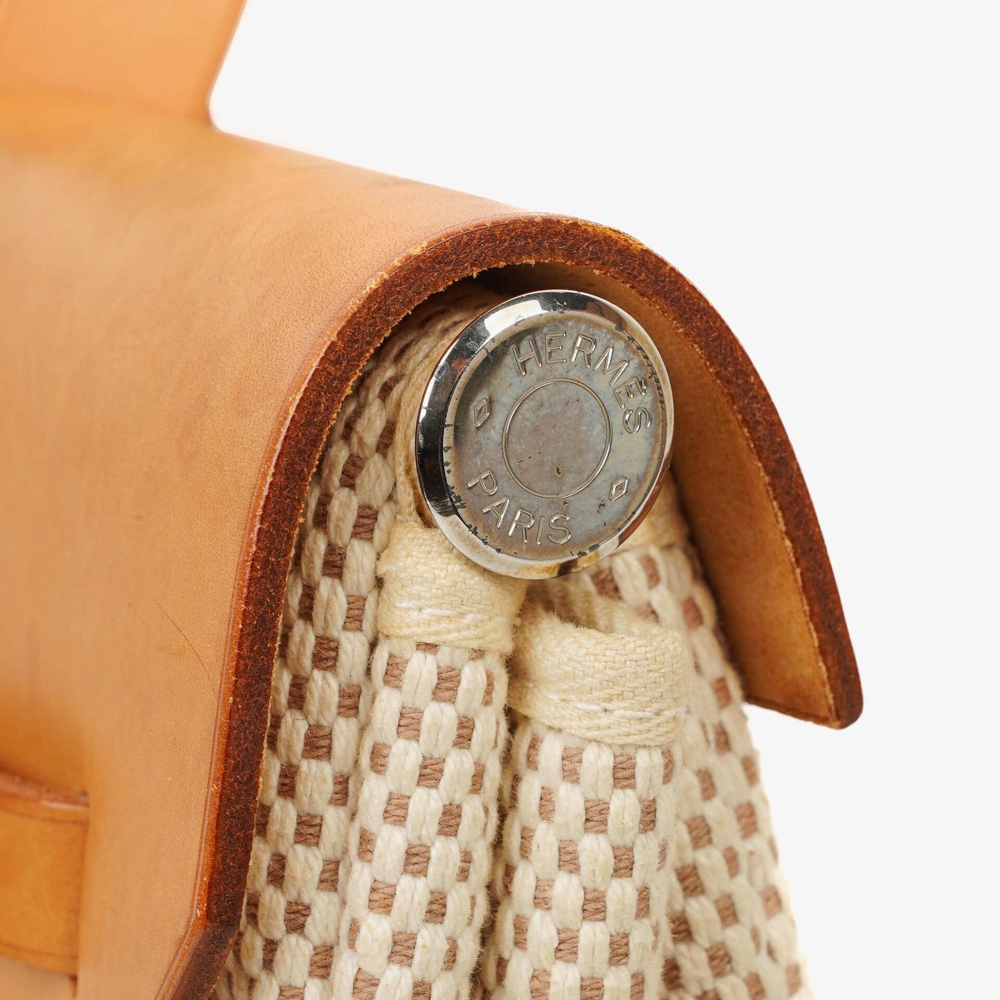 Hermès Herbag MM aus Vache Hunter Criss Viking in Ecru, Beige und Naturel mit Palladium-Hardware, 2003