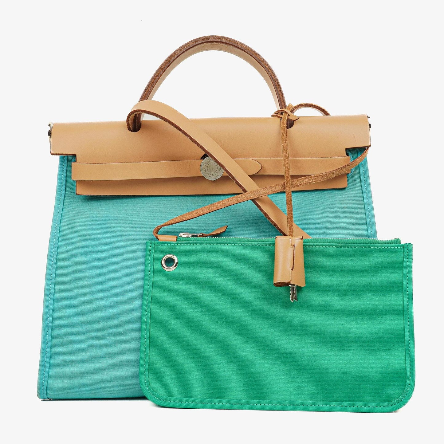 Hermès Herbag Zip 31 PM in Bleu Saphir Vache Hunter, Bleu Azteque und Menthe
