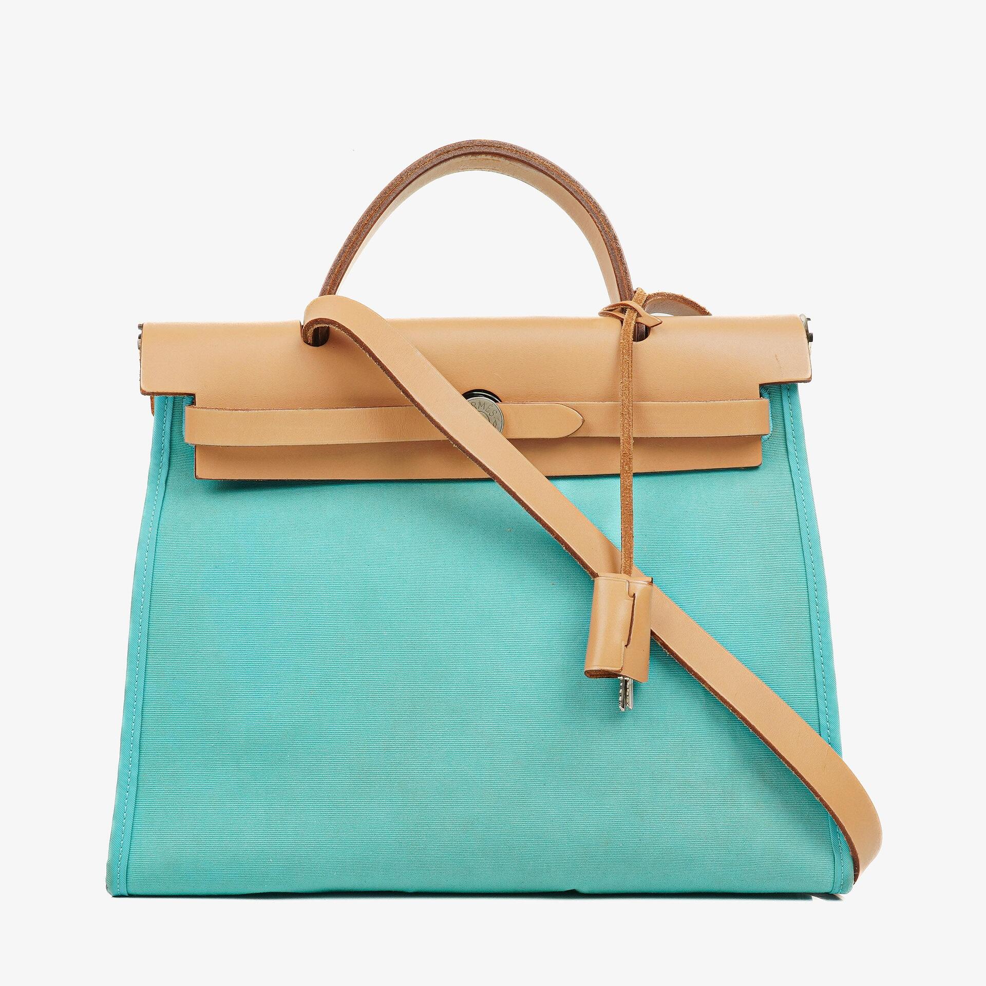 Hermès Herbag Zip 31 PM in Bleu Saphir Vache Hunter, Bleu Azteque und Menthe