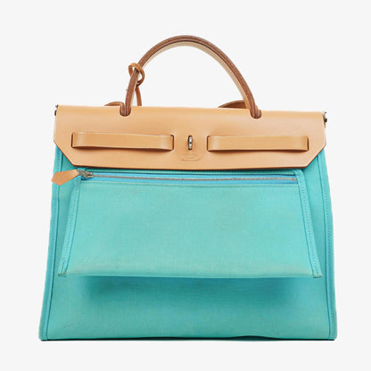 Hermès Herbag Zip 31 PM in Bleu Saphir Vache Hunter, Bleu Azteque und Menthe