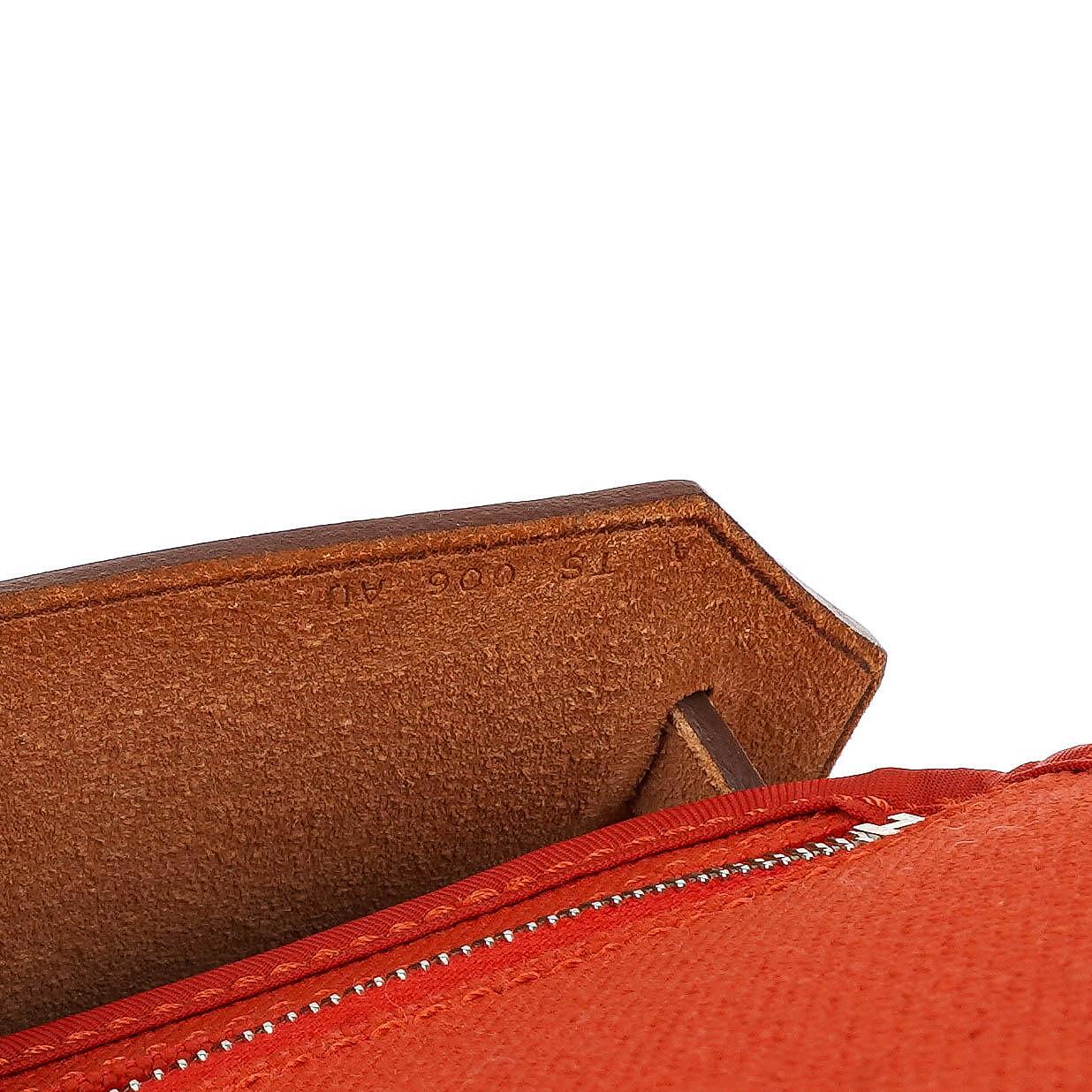 Hermes Herbag Zip 31 PM Fauve Vache Hunter Capucine Canvas mit Palladium Beschlägen