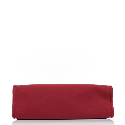 Hermès Herbag Zip 31 PM aus Fauve Vache Hunter und Rubis Toile mit Palladium-Beschlägen