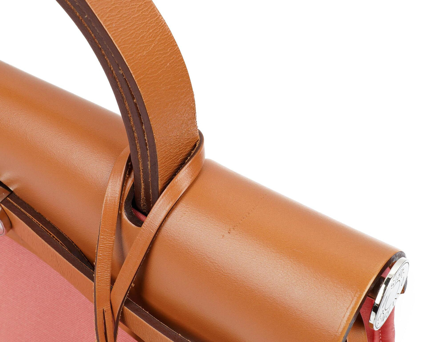 Hermès Herbag Zip 31 PM aus Vache Hunter Naturel Rose Azalee Canvas mit Palladium-Hardware