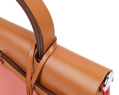Hermès Herbag Zip 31 PM aus Vache Hunter Naturel Rose Azalee Canvas mit Palladium-Hardware