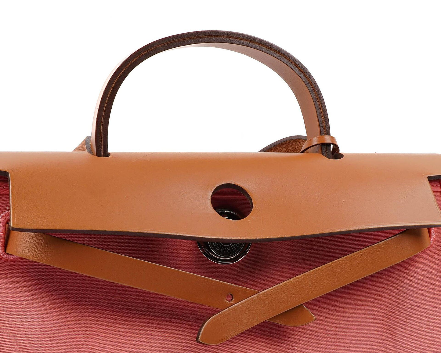 Hermès Herbag Zip 31 PM aus Vache Hunter Naturel Rose Azalee Canvas mit Palladium-Hardware