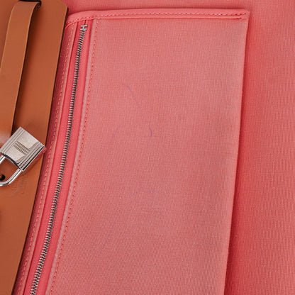 Hermès Herbag Zip 31 PM aus Vache Hunter Naturel Rose Azalee Canvas mit Palladium-Hardware