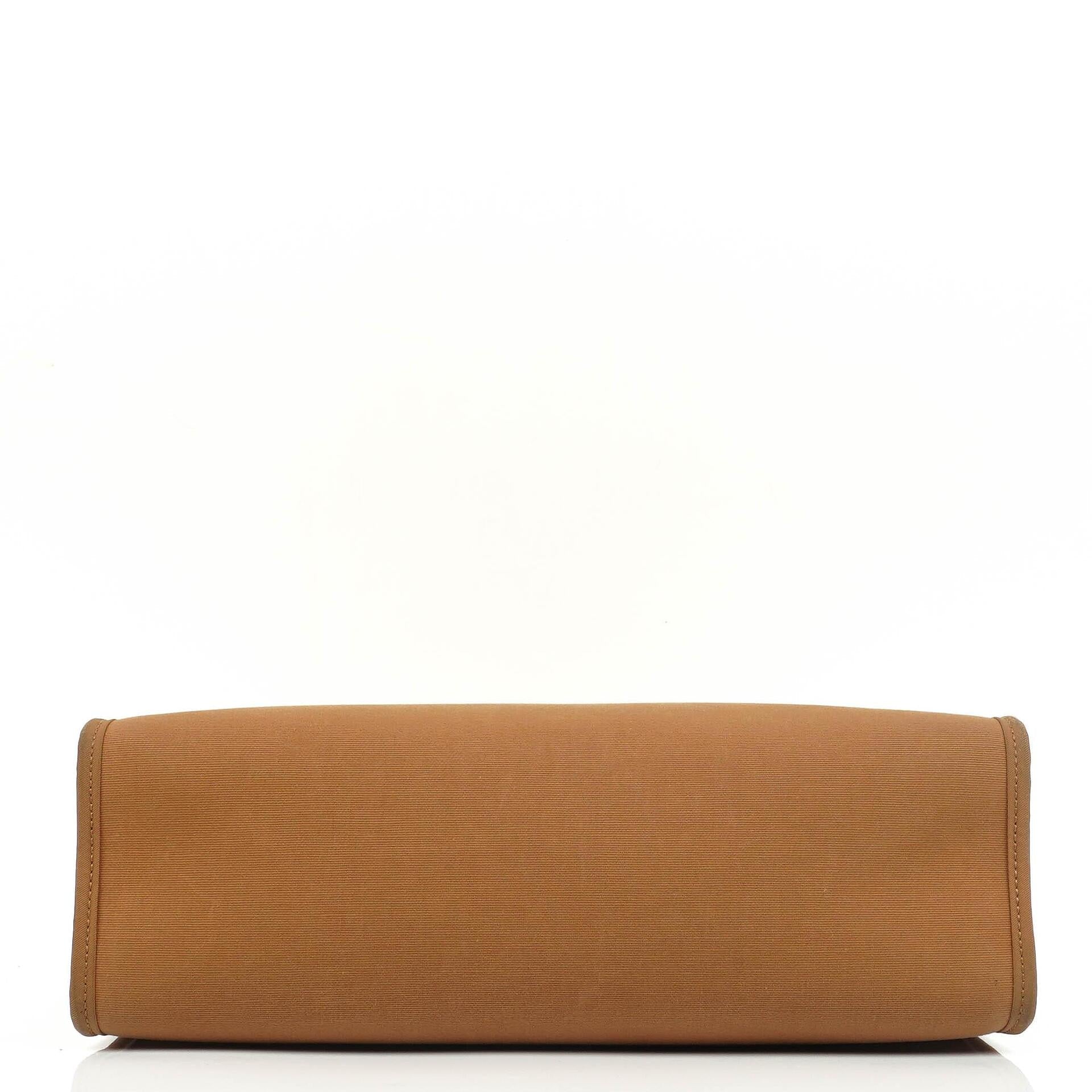 Hermès Herbag Zip 31 PM aus Vache Hunter Canvas in Dune/Sable Naturel und Orange mit Palladium-Hardware