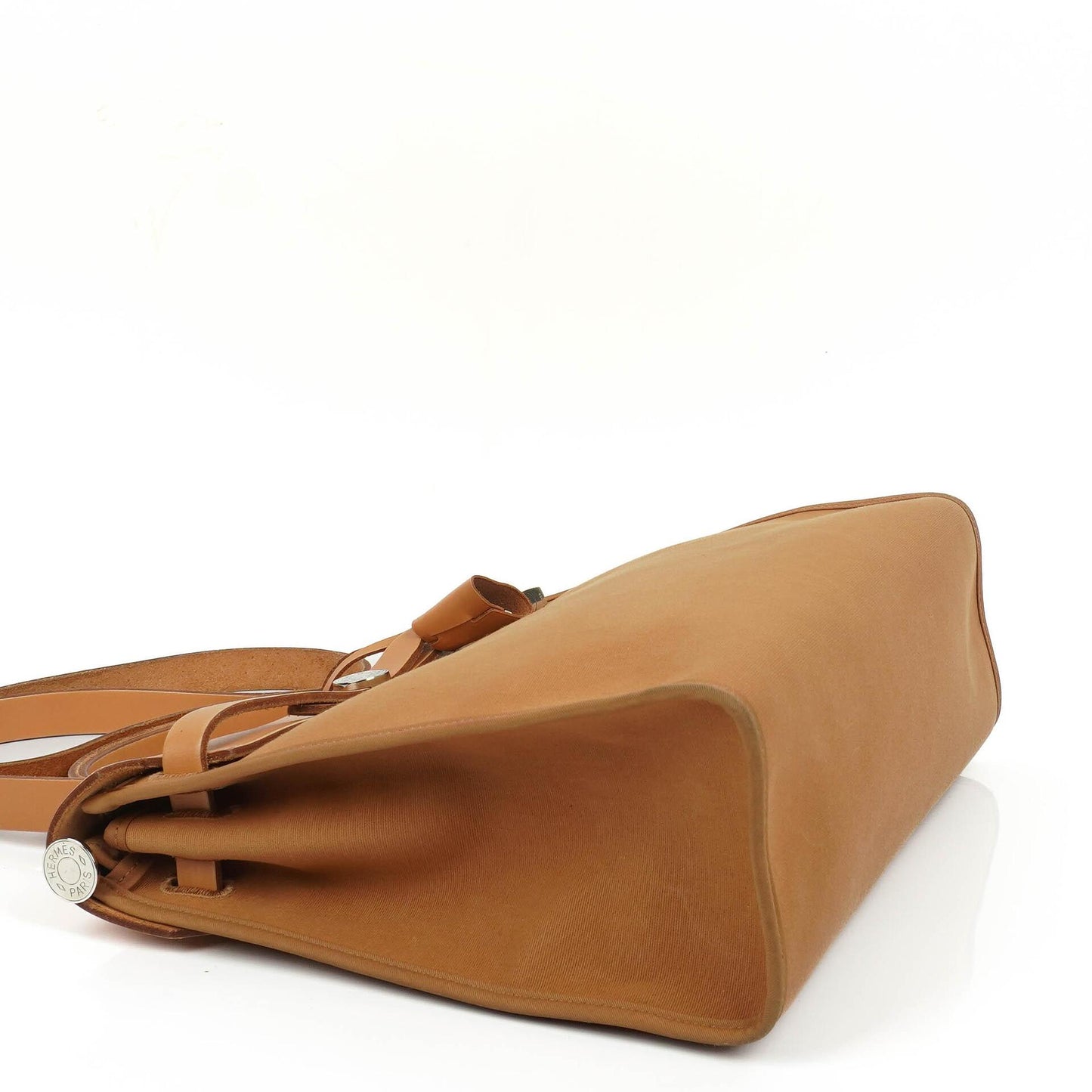 Hermès Herbag Zip 31 PM aus Vache Hunter Canvas in Dune/Sable Naturel und Orange mit Palladium-Hardware