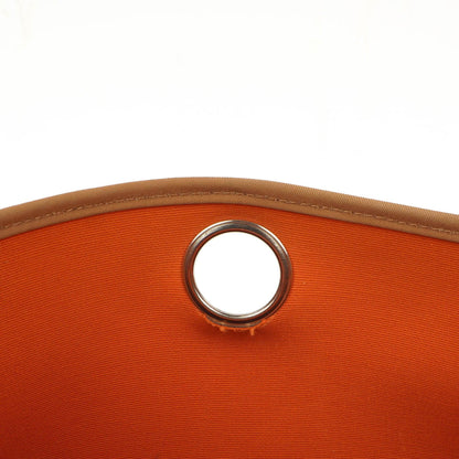 Hermès Herbag Zip 31 PM aus Vache Hunter Canvas in Dune/Sable Naturel und Orange mit Palladium-Hardware