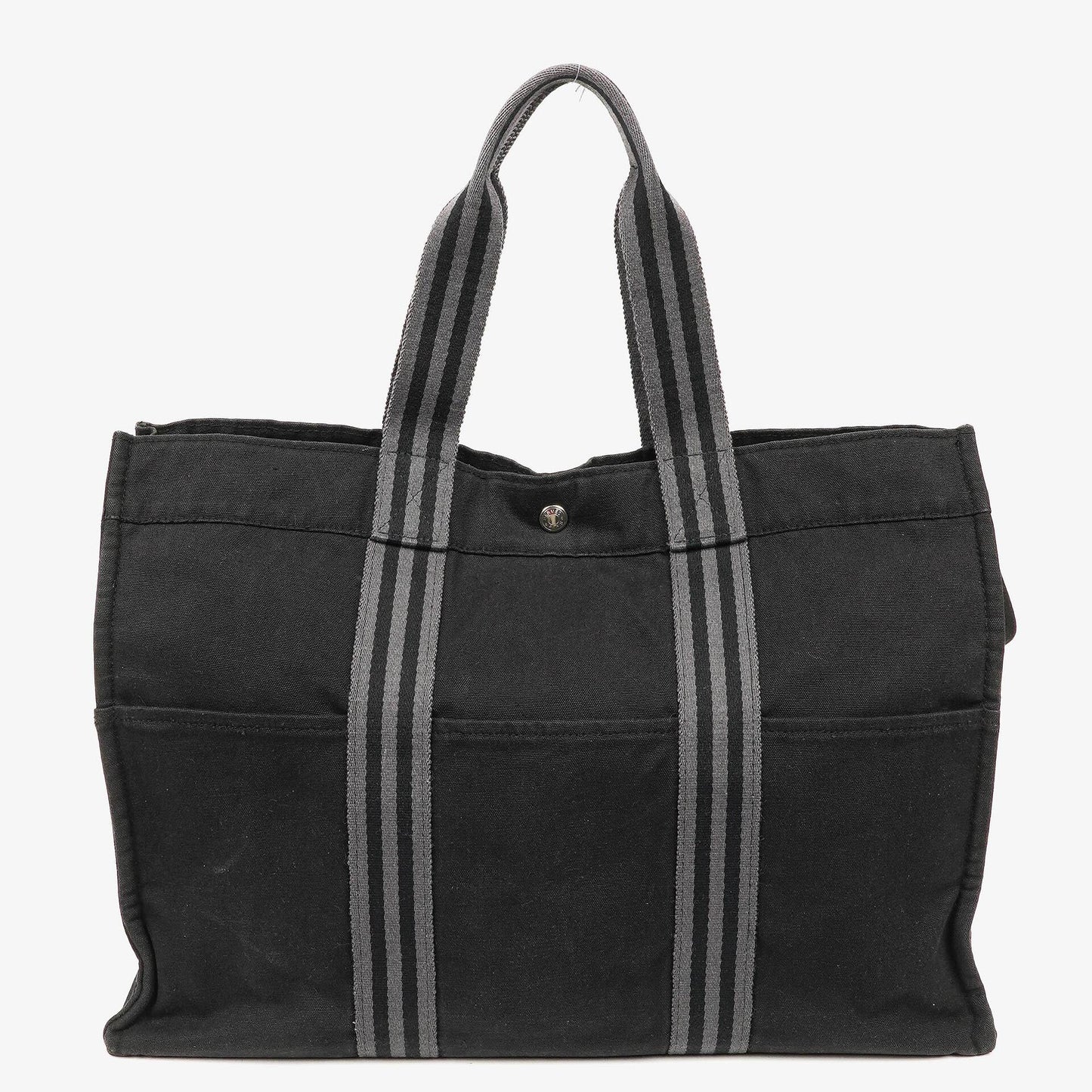 Hermès Herline MM Tote Tasche aus schwarzem Canvas