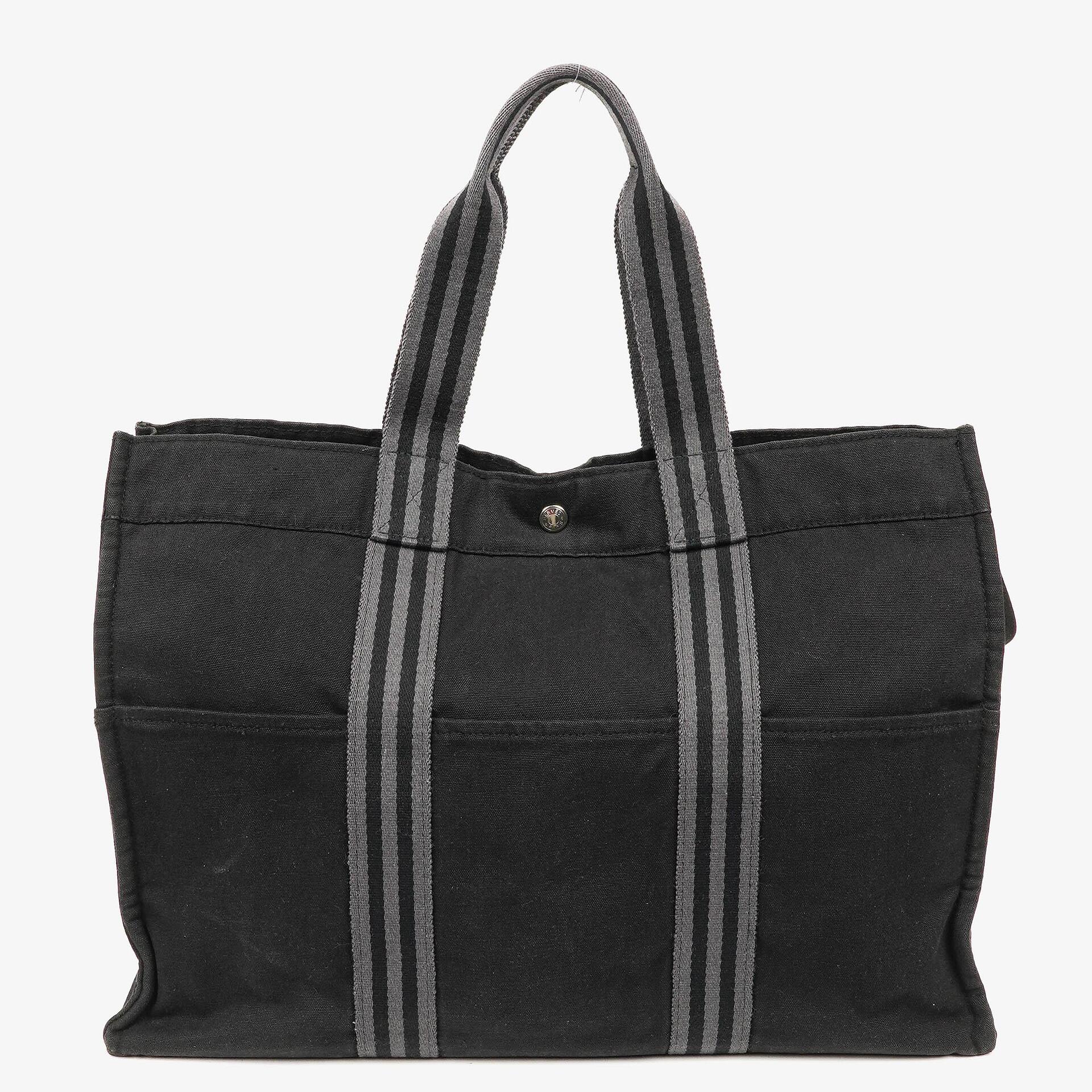 Hermès Herline MM Tote Tasche aus schwarzem Canvas