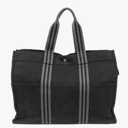 Hermès Herline MM Tote Tasche aus schwarzem Canvas
