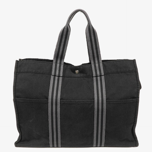 Hermès Herline MM Tote Tasche aus schwarzem Canvas